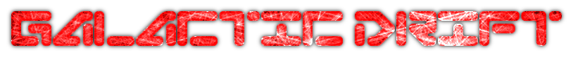Logo that says Galactic Drift, the name of the game.